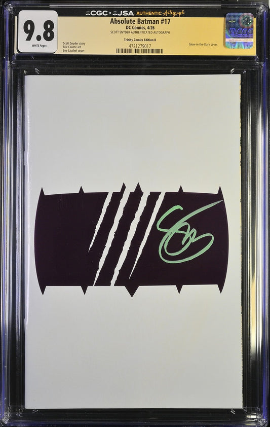 Absolute Batman #18 E.M. Gist Glow in the Dark Trinity SIGNED Snyder CGCxJSA 9.8