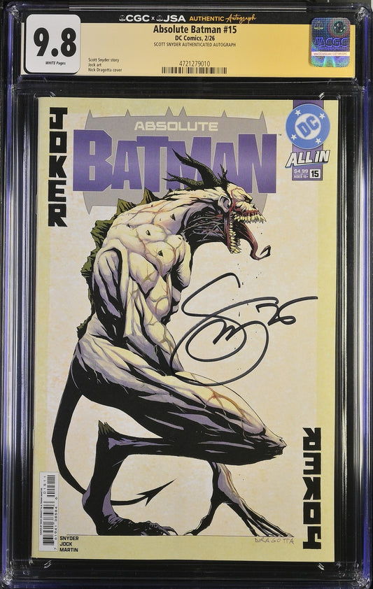 Absolute Batman #15 CGC 9.8 SIGNED Scott Snyder JSA 1st Full ABSOLUTE JOKER A