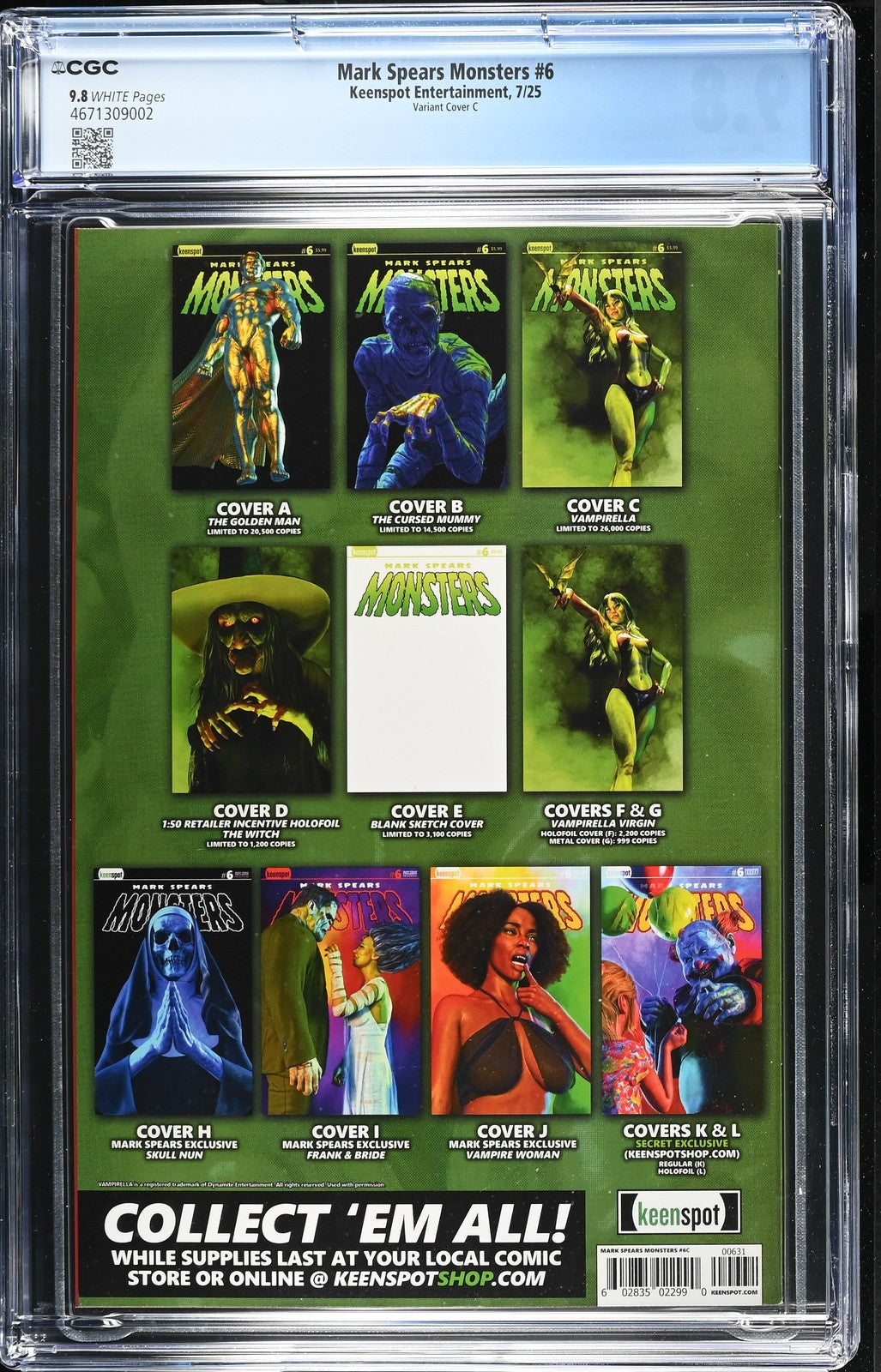 Mark Spears Monsters #6 Vampirella variant CGC 9.8