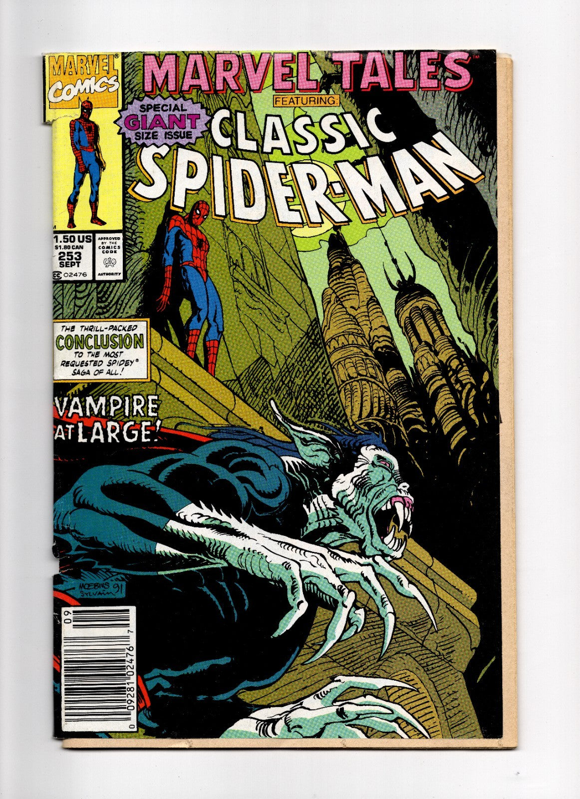Marvel Comics Marvel Tales #253 "Vampire at Large!" Spider-Man Sept 1991