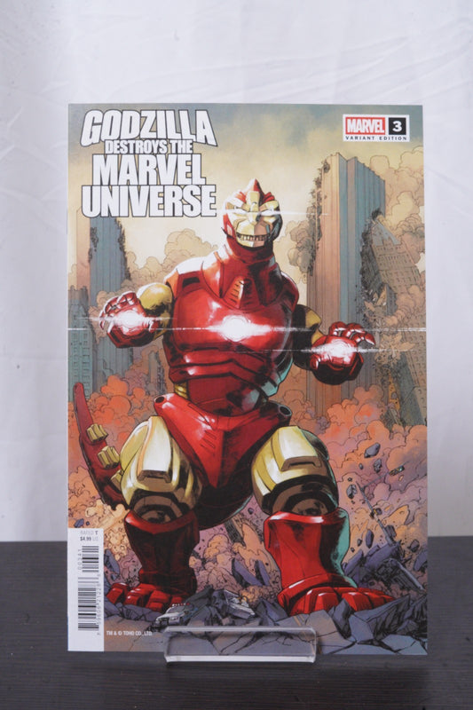 Godzilla Destroys The Marvel Universe #3 Dave Wachter Marvelized Iron Man Zilla
