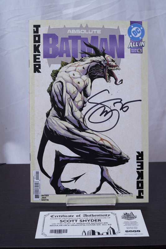 Absolute Batman #15 SIGNED by Scott Snyder with COA Midtown~ 1st Print, Cover A