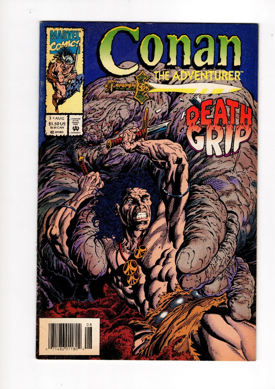 Conan The Adventurer No. 3, Marvel, Aug 1994, Death Grip