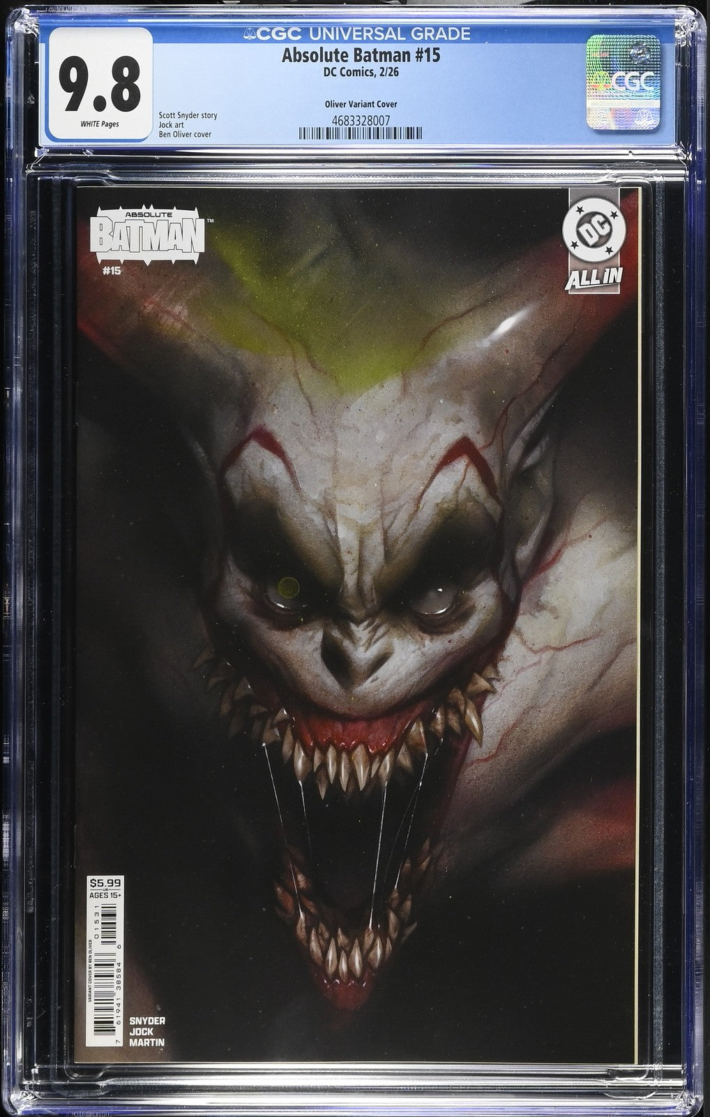 Absolute Batman #15 Ben Oliver Cardstock Variant Cover CGC 9.8