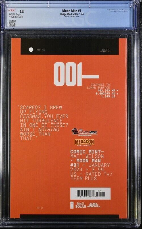 MOON MAN #1 TCM MATT WILSON MEGACON VIRGIN VARIANT CGC 9.8 NM
