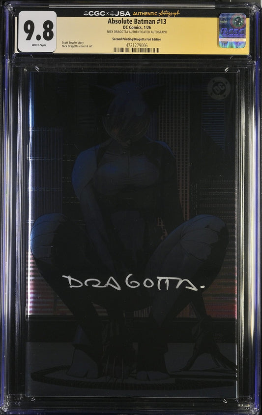 Absolute Batman #13 Second Printing Foil CGCxJSA 9.8 SIGNED by Nick Dragotta