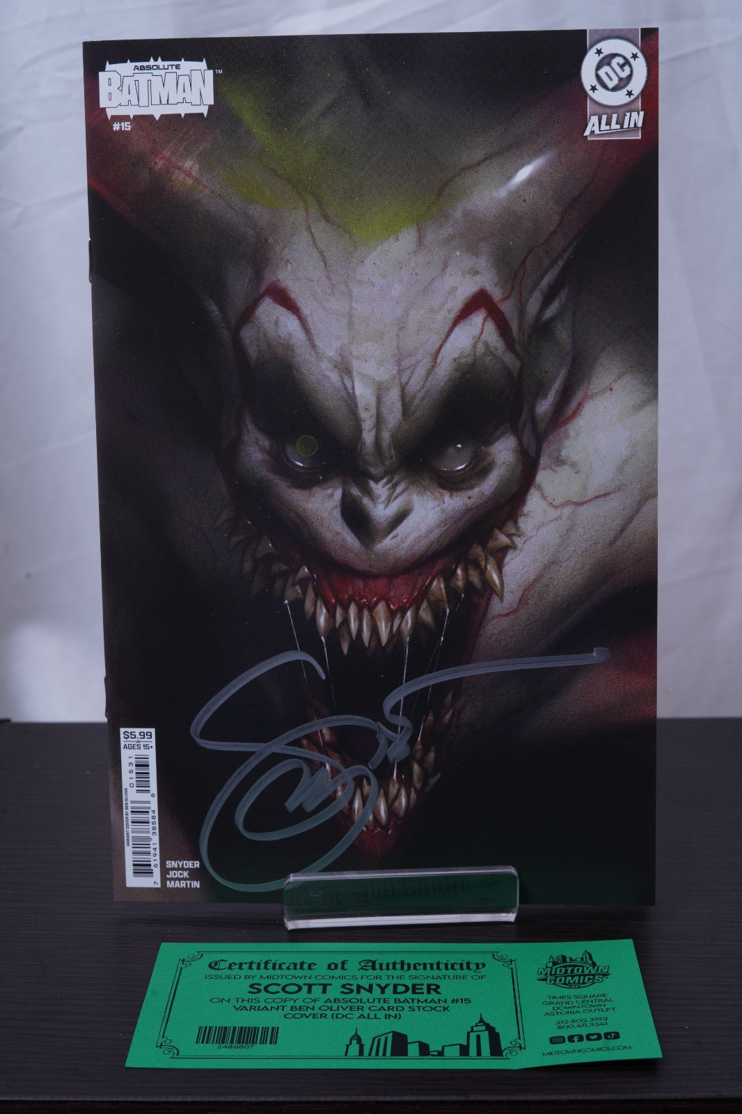 Absolute Batman #15 Ben Oliver Cover  SIGNED by Scott Snyder with COA - Midtown