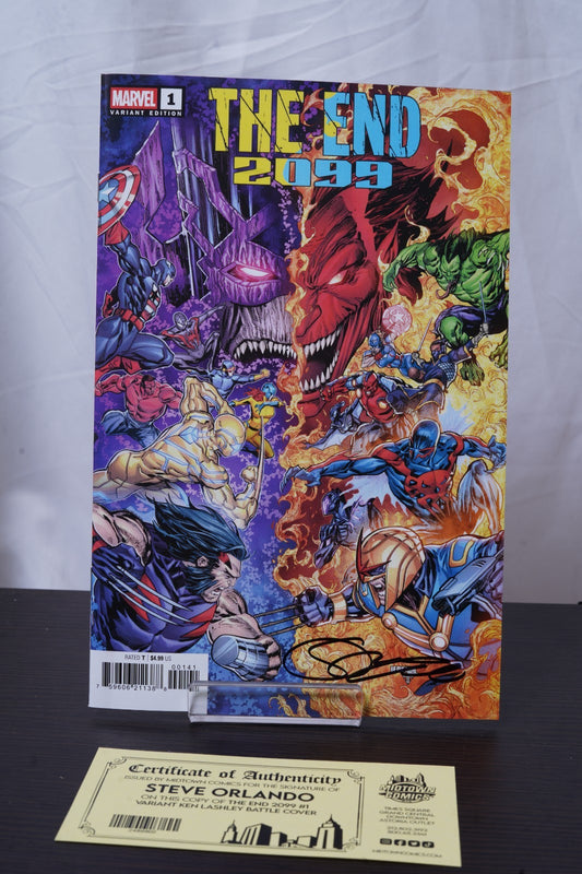 The End 2099 #1 Cover H Variant Ken Lashley Battle Cover Signed By Steve Orlando