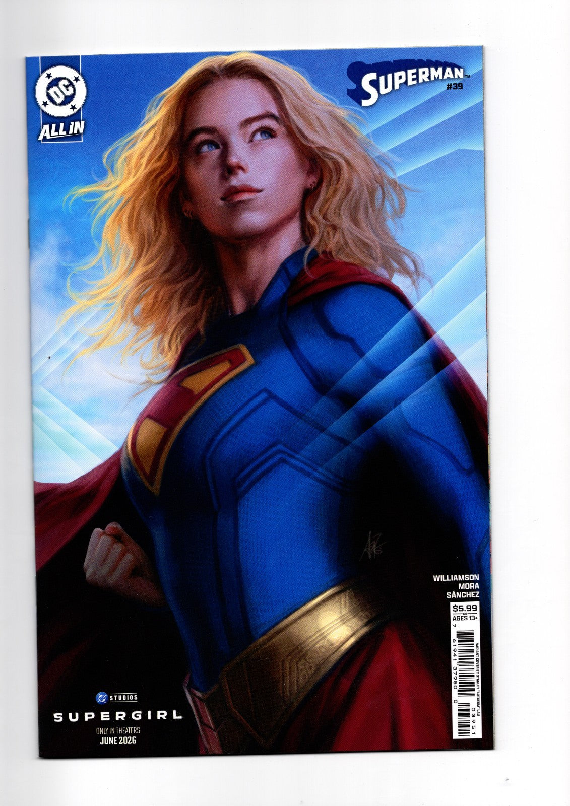 SUPERMAN #39 CVR E STANLEY ARTGERM LAU SUPERGIRL MOVIE CARD STOCK