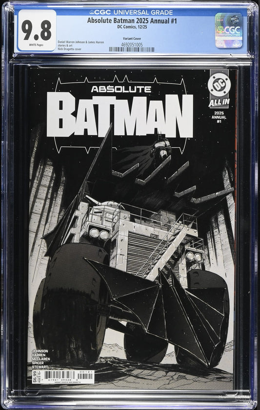 Absolute Batman Annual #1 CGC 9.8 Dragotta Variant Cover B 1st Batmobile