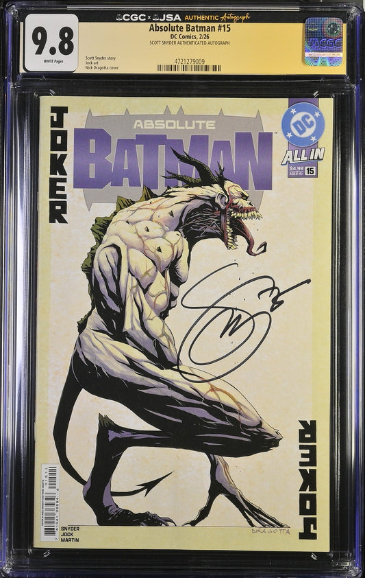 Absolute Batman #15 CGC 9.8 SIGNED Scott Snyder JSA 1st Full ABSOLUTE JOKER A