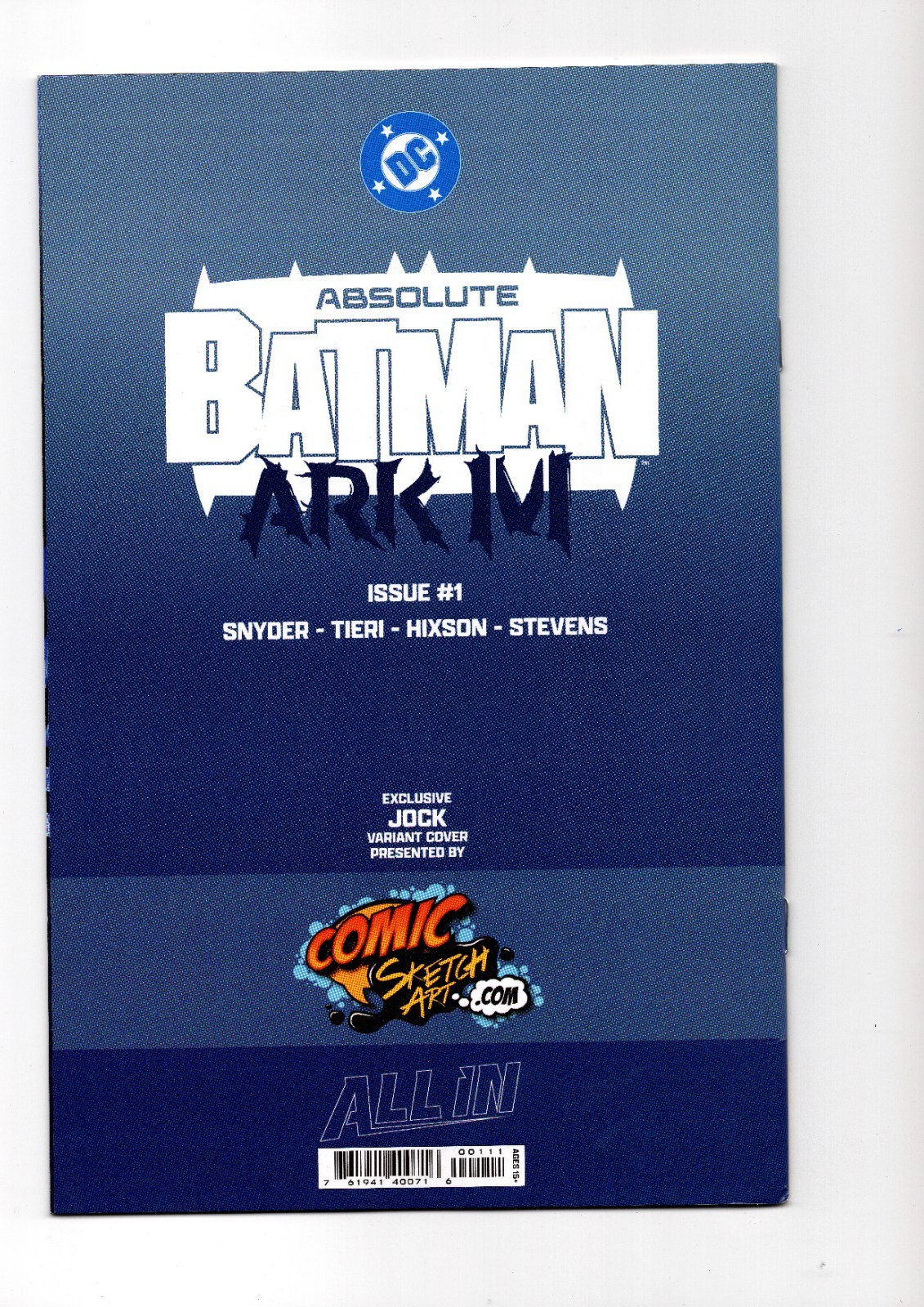 Absolute Batman: Ark M #1 - Jock 3rd Print 2X SIGNED Snyder & Tieri SDCC