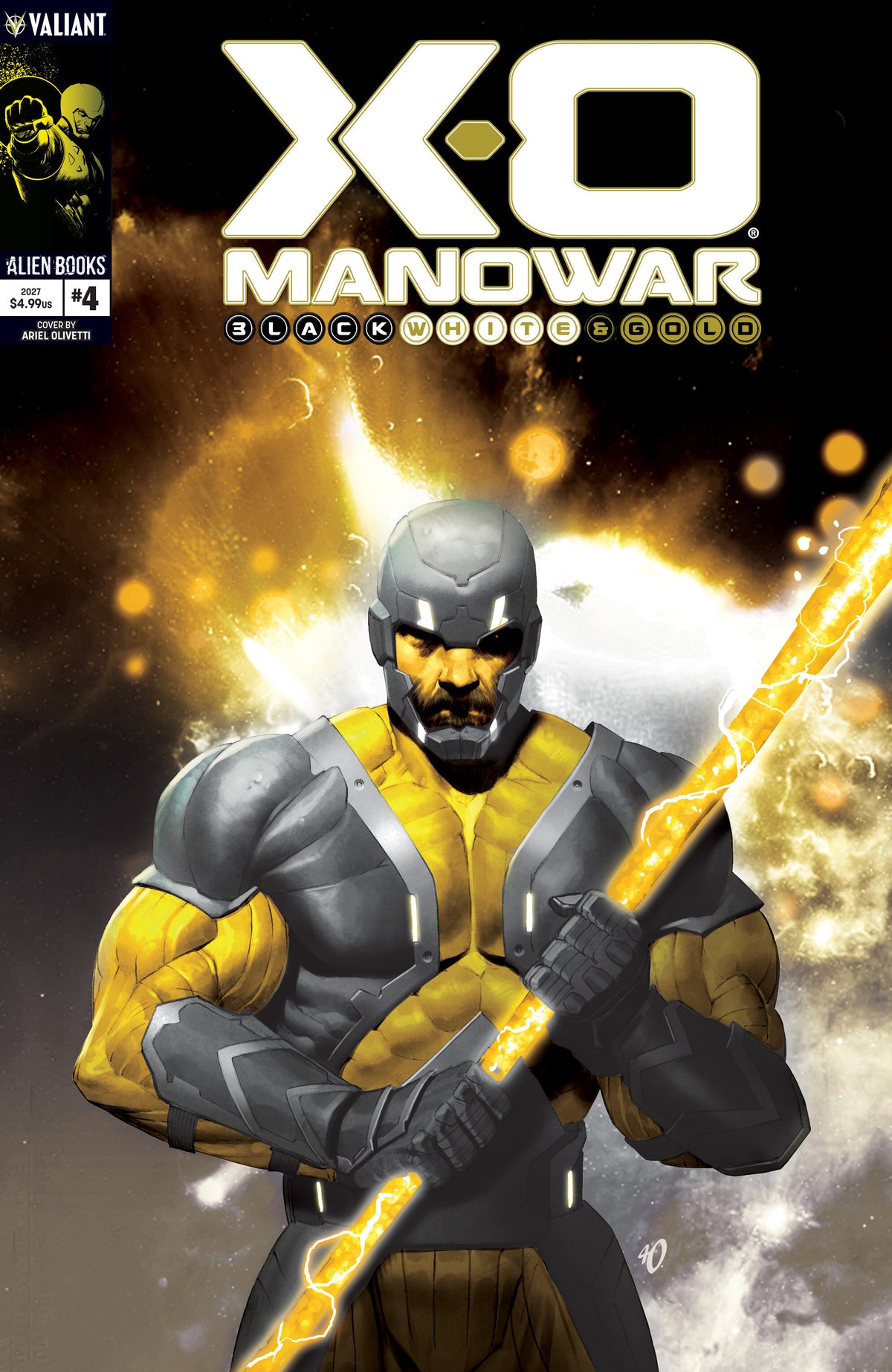 X-O Manowar: Black, White & Gold #4 Cover B – Olivetti Black, White & Gold Variant
