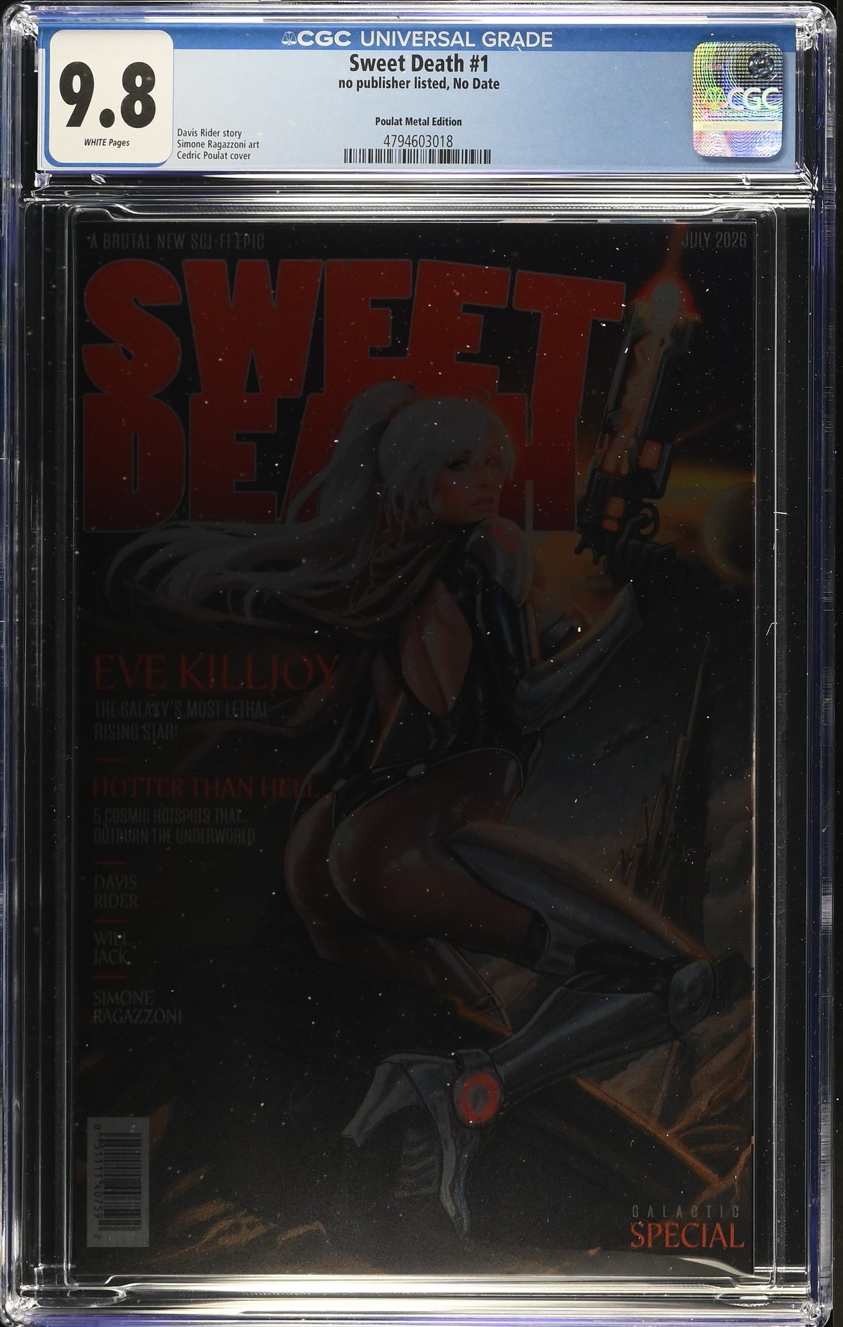 Sweet Death #1 Cedric Poulat Magazine Homage METAL CGC 9.8 Kickstarter - front