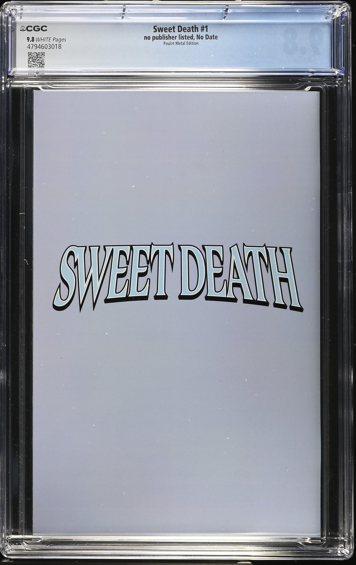 Sweet Death #1 Cedric Poulat Magazine Homage METAL CGC 9.8 Kickstarter - back