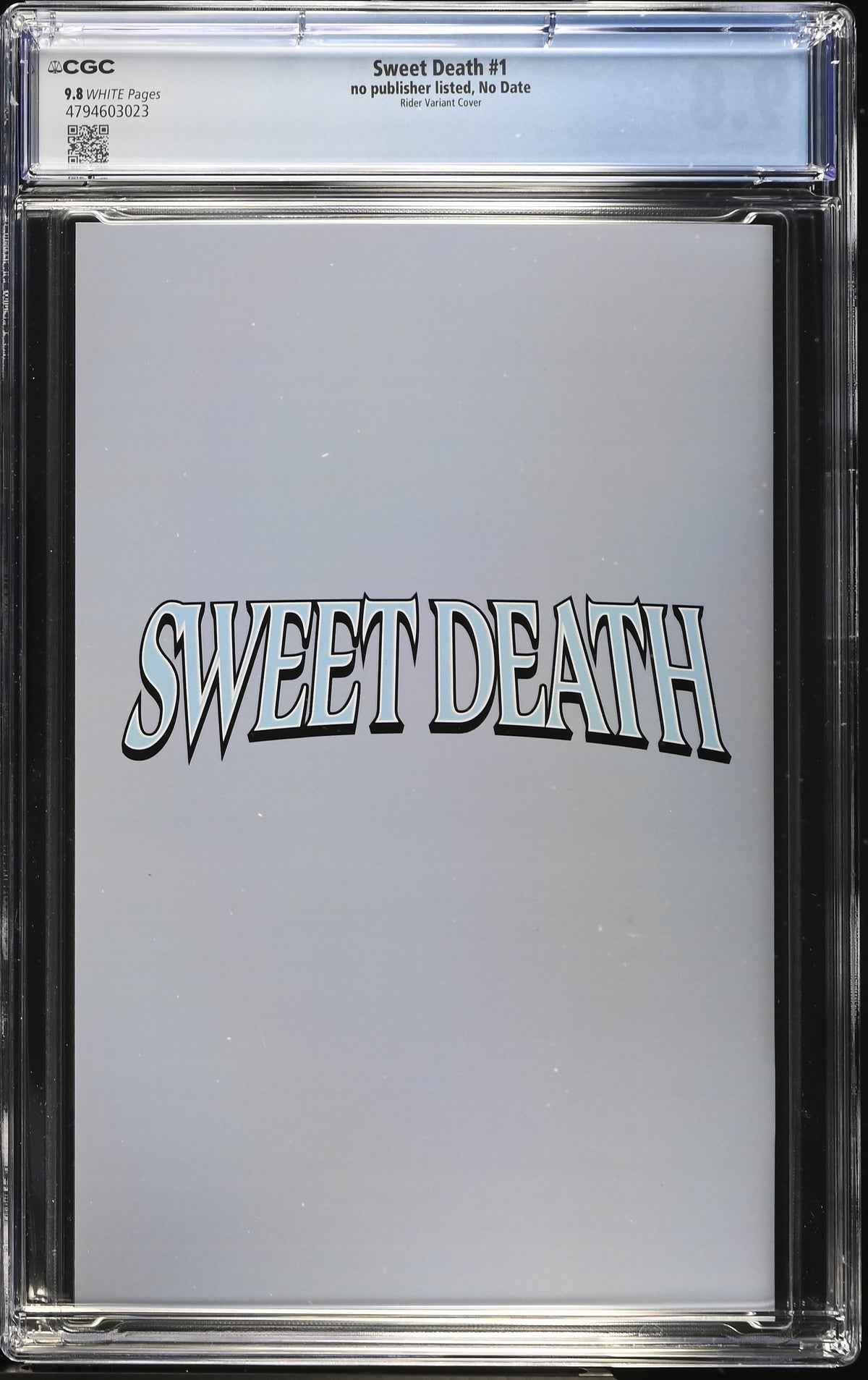 Sweet Death #1 Davis Rider Absolute Batman #1 Homage CGC 9.8 Kickstarter - back