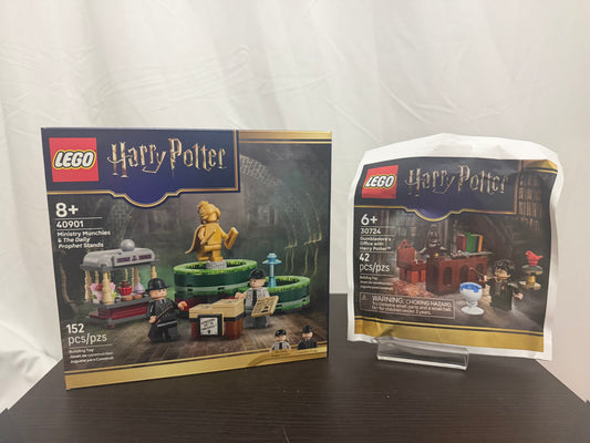 LEGO Ministry Munchies & The Daily Prophet Stands  + Dumbledore's Office GWP
